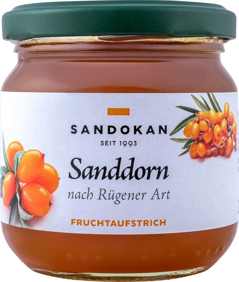 Fruchtaufstrich Sanddorn nach Rügener Art mit Apfelsaft verfeinert 225 g