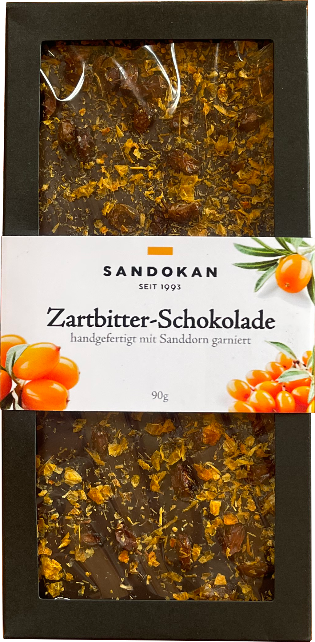 NEU!!! Zartbitterschokolade mit Sanddorn 90g